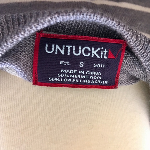 UNTUCKit w/ Merino Wool Gray White Sweater Small - Picture 7 of 8